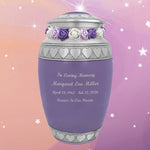 Purple Hearts Pewter Adult Urn - Tribute Wreath™ - Pro Laser Engraving - Burial Vault Option
