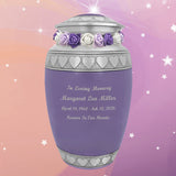Purple Hearts Pewter Adult Urn - Tribute Wreath™ - Pro Laser Engraving - Burial Vault Option