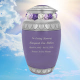 Purple Hearts Pewter Adult Urn - Tribute Wreath™ - Pro Laser Engraving - Burial Vault Option
