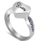 Purple Crystal Heart Cremation Ring Keepsake Urn