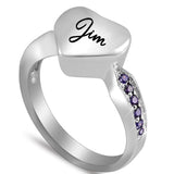 Purple Crystal Heart Cremation Ring Keepsake Urn