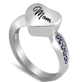 Purple Crystal Heart Cremation Ring Keepsake Urn