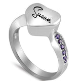 Purple Crystal Heart Cremation Ring Keepsake Urn