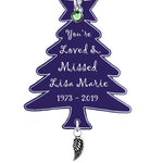 Christmas Tree Angel Wing Urn Ornament - Birthstone Option