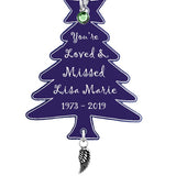 Christmas Tree Angel Wing Urn Ornament - Birthstone Option