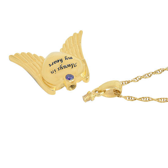 Angel of Love Purple Crystal Gold Ash Urn - Love Charms™ Option  