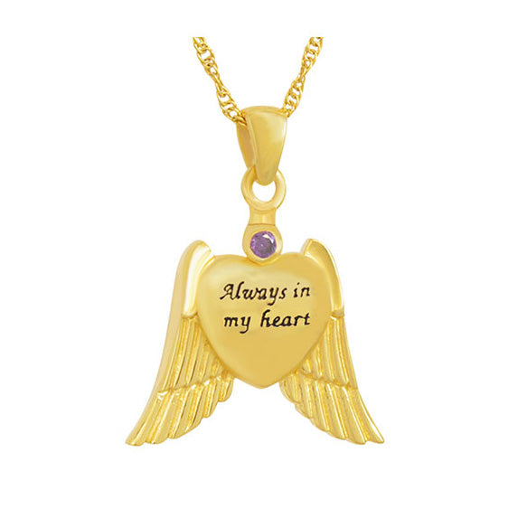Angel of Love Purple Crystal Gold Ash Urn - Love Charms™ Option  