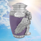 Wings of an Angel Purple Hearts Adult Urn - Pro Laser Engraving - Burial Vault Option