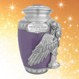 Wings of an Angel Purple Hearts Adult Urn - Pro Laser Engraving - Burial Vault Option