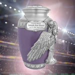 Wings of an Angel Purple Hearts Adult Urn - Pro Laser Engraving - Burial Vault Option