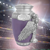 Wings of an Angel Purple Hearts Adult Urn - Pro Laser Engraving - Burial Vault Option