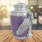 Wings of an Angel Purple Hearts Adult Urn - Pro Laser Engraving - Burial Vault Option