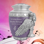Medium, Youth or Pet Wings of an Angel Purple Hearts Urn - Pro Laser Engraving