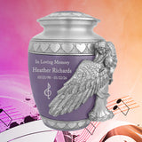 Medium, Youth or Pet Wings of an Angel Purple Hearts Urn - Pro Laser Engraving