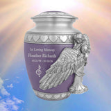 Medium, Youth or Pet Wings of an Angel Purple Hearts Urn - Pro Laser Engraving