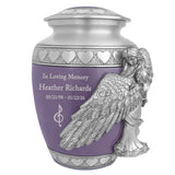 Medium or Youth Wings of an Angel Purple Hearts Urn - Pro Laser Engraving