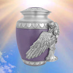 Medium, Youth or Pet Wings of an Angel Purple Hearts Urn - Pro Laser Engraving