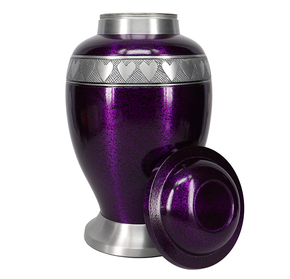Purple Pewter Hearts Cremation Urn  - Pro Diamond Engraving
