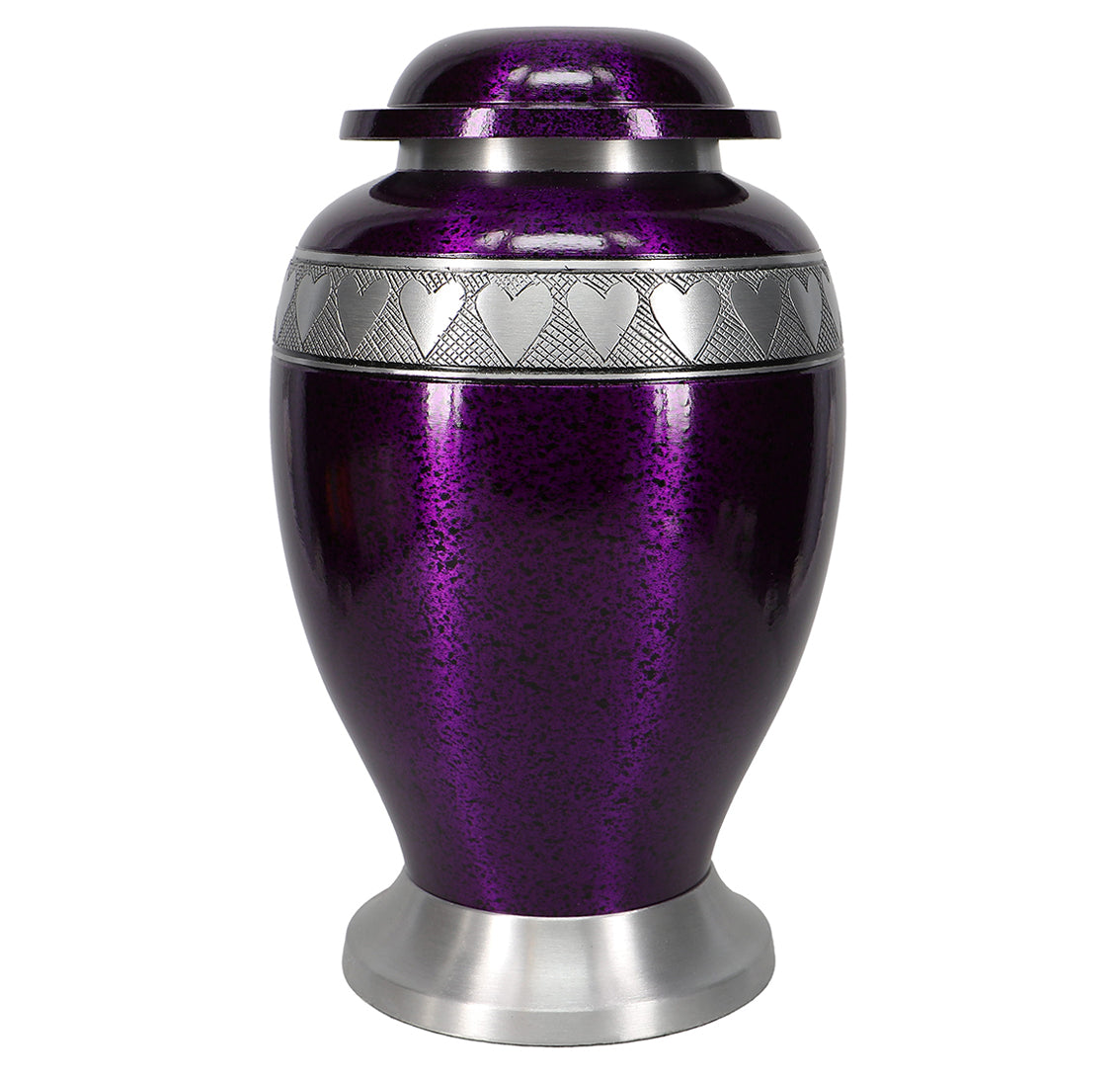 Purple Pewter Hearts Cremation Urn  - Pro Diamond Engraving