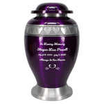 Purple Pewter Hearts Cremation Urn  - Pro Diamond Engraving