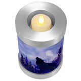 Winter Wolf Candle Cremation Urn - Engraving Available - LED Candle Included
