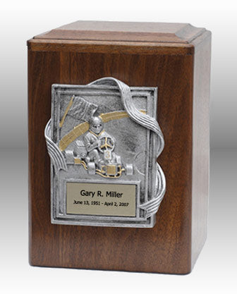 Bottom Loading Race Driver Wood Urn