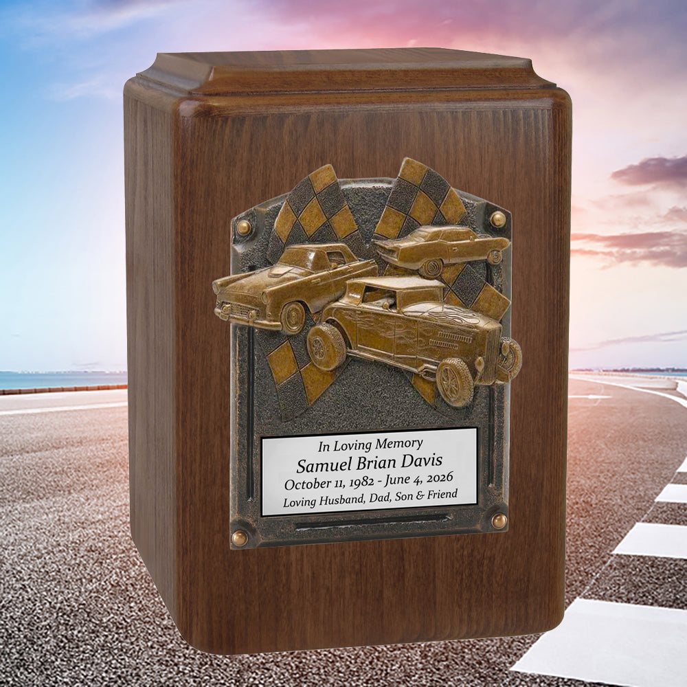 Major Sports & Fire Fighter Plaque Adult Wood Cremation Urns - Free Engraving