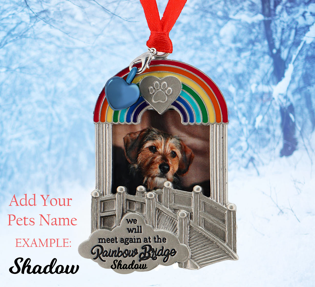 Rainbow Bridge Pet Ornament  Urn - Free Name Engraved