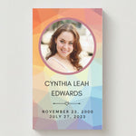 Rainbow Crystal Photo Memorial Cards - Funeral  Cards - Celebration of Life Cards