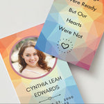 Rainbow Crystal Photo Memorial Cards - Funeral  Cards - Celebration of Life Cards