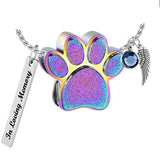 Rainbow Paw Print Ash Jewelry Urn - Love Charms® Option