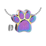 Rainbow Paw Print Ash Jewelry Urn - Love Charms® Option