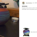 Raku Sticks & Stones Keepsake Urn & Engraved Stand