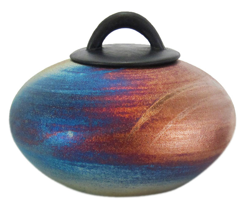 Raku Mountain Cremation Urn - Adult Handmade Raku Urn