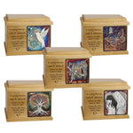 Oak Wood Raku Tile Adult Cremation Urns - Free Engraving