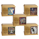 Oak Wood Raku Tile Adult Cremation Urns - Free Engraving