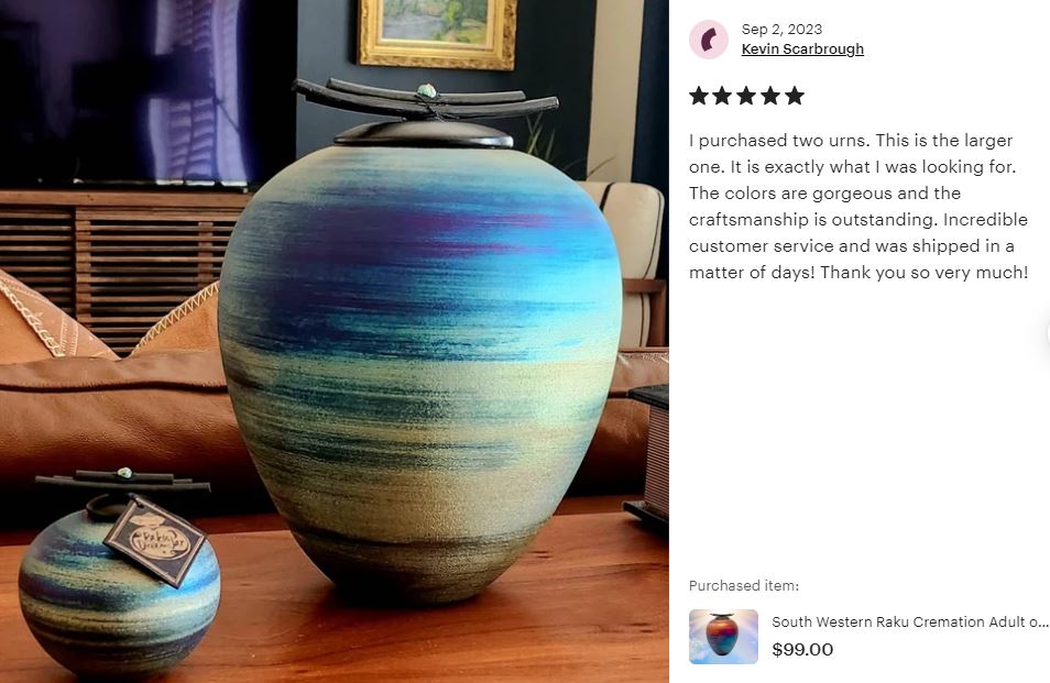South Western Raku Cremation Adult or Medium Urn - Personalization Option