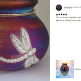 Dragonfly Raku Cremation Adult or Medium Urn - Personalization Option