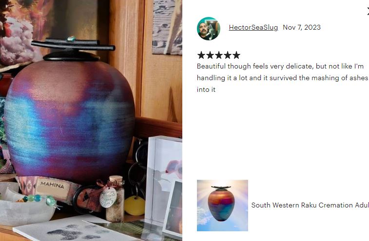South Western Raku Cremation Adult or Medium Urn - Personalization Option