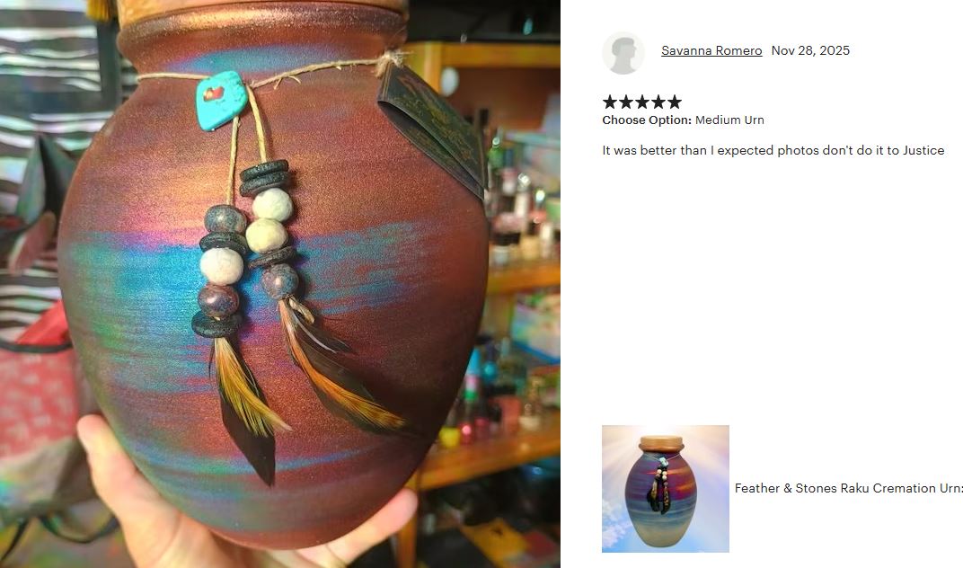 Native American Style Raku Cremation Adult or Medium Urn - Personalization Option