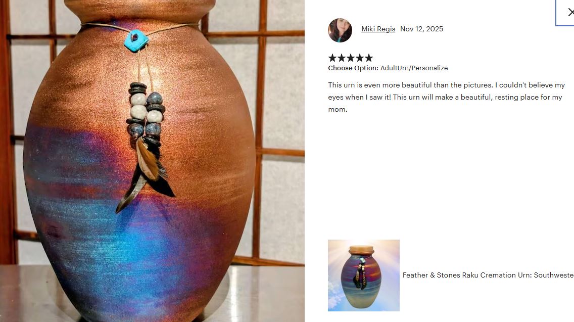 Native American Style Raku Cremation Adult or Medium Urn - Personalization Option
