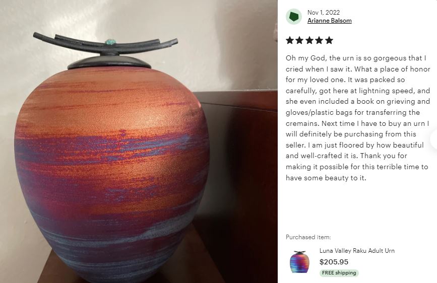 South Western Raku Cremation Adult or Medium Urn - Personalization Option
