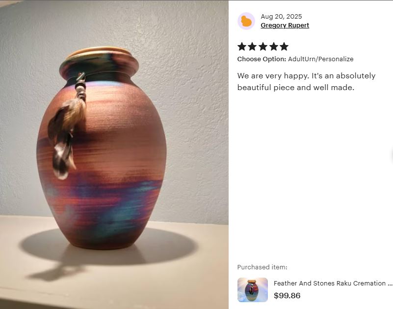 Native American Style Youth Raku Urn - Personalization Option