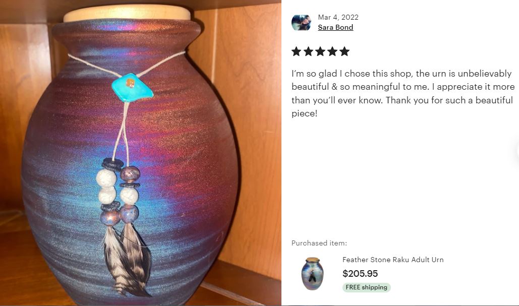 Native American Style Raku Cremation Adult or Medium Urn - Personalization Option