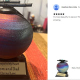 Raku Sticks & Stones Keepsake Urn & Engraved Stand