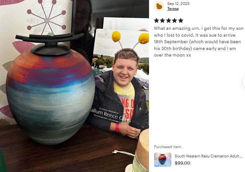 South Western Raku Cremation Adult or Medium Urn - Personalization Option