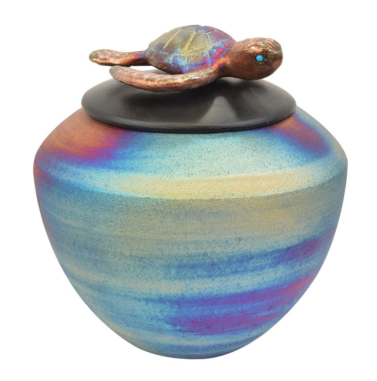Baby Turtle Raku Keepsake Cremation Urn - Engraving Option