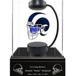 Football Cremation Urn & Los Angles Rams Hover Helmet Décor
