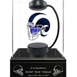 Football Cremation Urn & Los Angles Rams Hover Helmet Décor