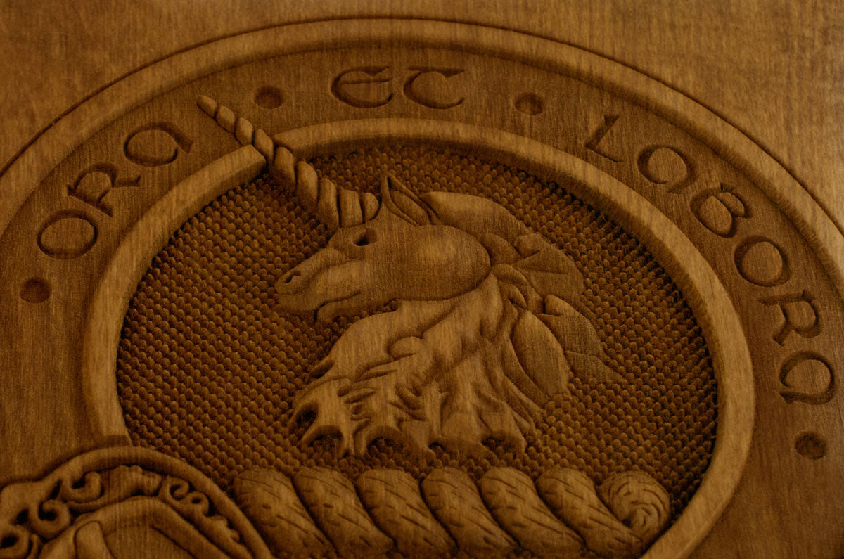 Custom Laser Engraved Ramsey Family Badge Urn For Ashes